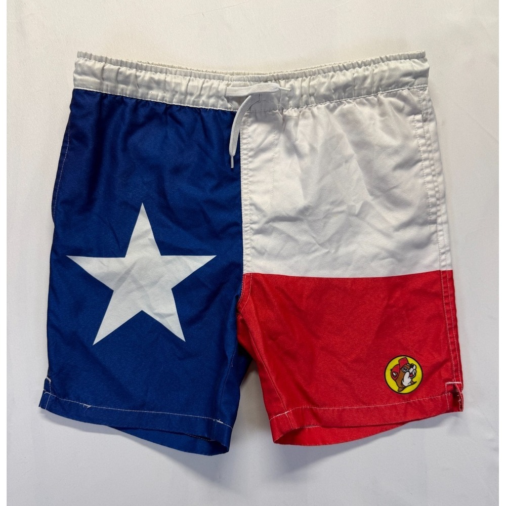 Buc-ee's Swim Trunks Shorts Boys Large Multicolor‎ Colorblock Drawstring Beach
